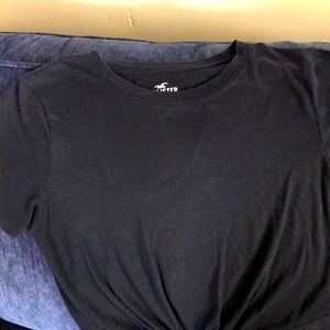 Hollister twist hem T shirt soft black.